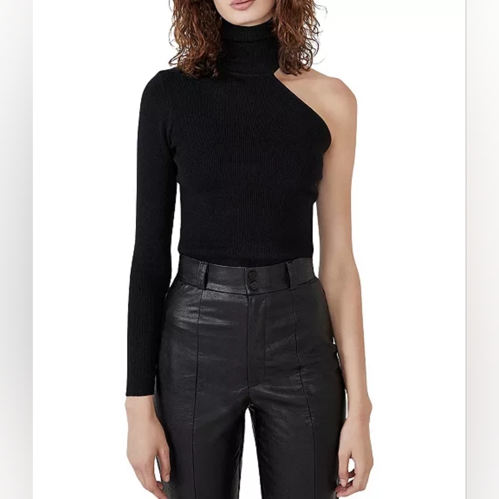 Revolve × Bardot Black One-Shoulder Turtleneck Sweater Size M